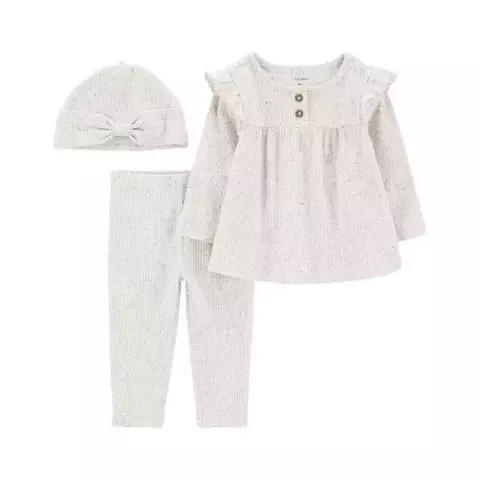 Set 3 piezas remera manga larga gorro y pantalon