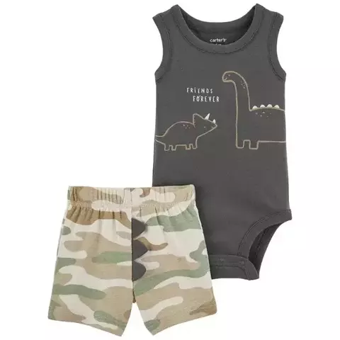 Set 2 piezas body musculosa y short Dino