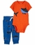Set 2 piezas body manga cortas y pantalón Tiburon naranja