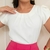 Blusa Plissada Elegante com Manga Curta - Moda Executiva - comprar online