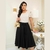 Saia Midi Godê Alfaiataria com Amarração - Moda Executiva Elegante