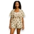 Conjunto Feminino 3 Peças Verão Floral Bege - Kimono + Cropped + Shorts - Tendência Confortável!