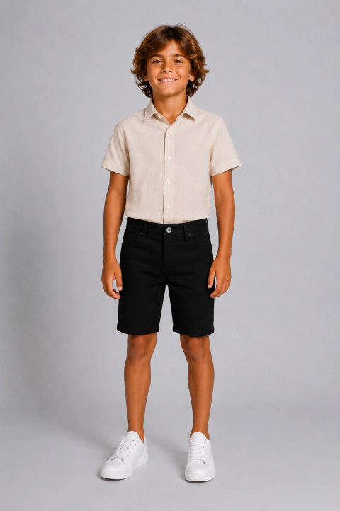 Bermuda Masculina Sarja Brim Slim Casual 6 a 12 Anos