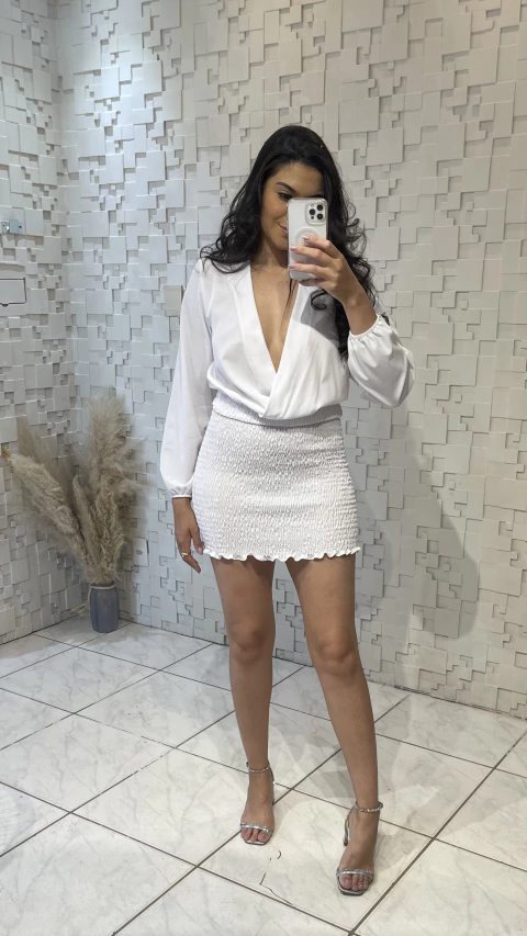 VESTIDO CURTO LASTEX- BRANCO - comprar online