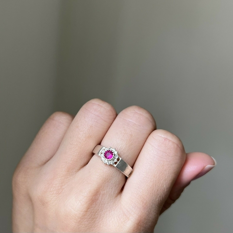 Anel De Formatura Com Zircônia Rubi Em Prata 925