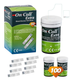 Cintas Reactivas Para Glucometro On Call Extra 100 Unid.