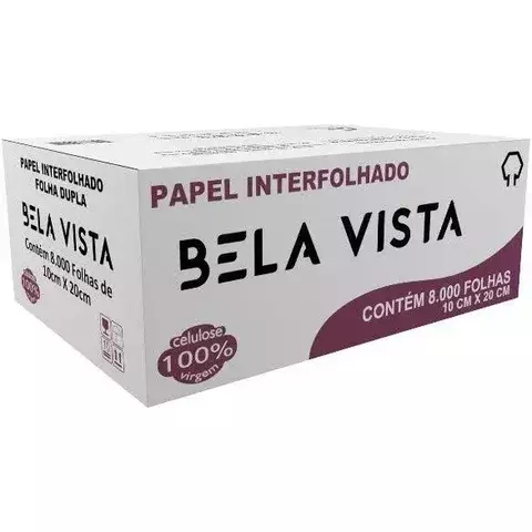 Papel Higiênico Interfolhado Cai Cai Folha Dupla 10cm X 20cm c/6000 folhas 100% Celulose Virgem - Bela Vista