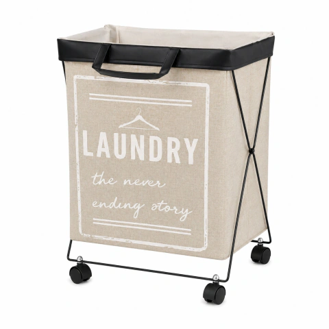Cesto de Ropa con Ruedas 57 x 32 cm Gris - LAUNDRY