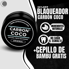 Blanqueador Dental Carbon Coco + Cepillo Dientes Bambu - comprar online