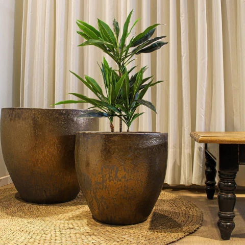 Vaso Vietnamita Cerâmica Importado Tóquio Grande Bronze D48cm x A50cm - comprar online