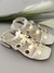 Sandália Casual Salto Baixo Feminino Da Dakota Cor Branco Champagne Detalhe Moeda na internet