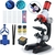 KIT MICROSCOPIO ESTUDANTIL AUMENTO 100X 400X 1200X LED COM ACESSÓRIOS LABORATOR - loja online