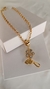 Colar elo português 50cm com pingente de flor cravejado em Zircônia - comprar online