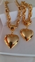 Conjunto corrente dupla com coração colar 50 cm pulseira 20 cm - comprar online