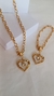 Conjunto colar 50 cm e pulseira 20 cm com pingente de coração vazado - loja online