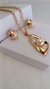 Conjunto colar e brinco pingente com detalhes em pérola - loja online
