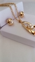 Conjunto colar e brinco pingente com detalhes em pérola - LT puro glamour