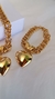 Conjunto colar 50 cm e pulseira 20 cm corrente grossa e pingente de coração - LT puro glamour