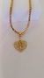 Colar 50cm com pingente de coração em madrepérola e com a árvore da vida em dourado - LT puro glamour
