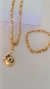 Conjunto corrente 50 cm losango colar com pingente duo color e pulseira sem pingente - comprar online