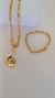 Conjunto corrente 50 cm losango colar com pingente duo color e pulseira sem pingente
