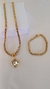 Conjunto colar 50 cm com pingente de coração em zircônia , pulseira sem pingente 20 cm - comprar online