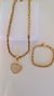 Conjunto colar e pulseira com pingente de coração em madrepérola - comprar online