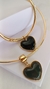 Imagem do Conjunto colar aro com pingente de coração e bracelete com pingente de coração