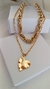 Mix colar 50cm corrente cartier fina com pingente de coração orgânico chocker 40cm corrente duplo - LT puro glamour