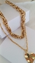Mix colar 50cm corrente cartier fina com pingente de coração orgânico chocker 40cm corrente duplo - loja online