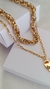 Imagem do Mix colar 50cm corrente cartier fina com pingente de coração orgânico chocker 40cm corrente duplo