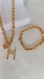 Conjunto colar 50cm corrente elô português grossa com inicial e pulseira sem pingente 20cm - comprar online