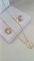 Conjunto colar e brinco cravejado em micro zircônia e detalhe em pérola - LT puro glamour