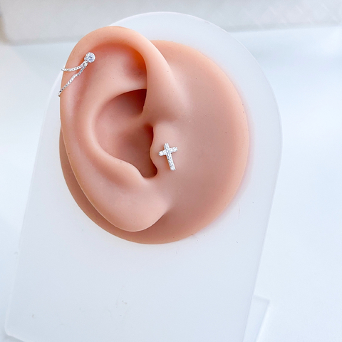 Piercing Crucifixo com Zircônias