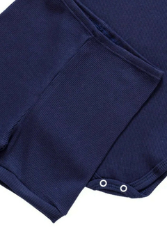 Conjunto Canelado Azul Escuro Manga Curta - Olibel