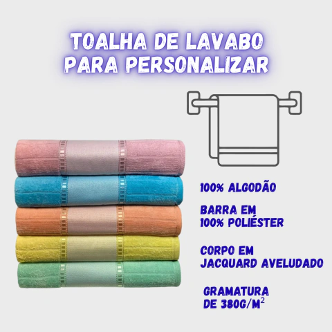 Toalha para lavabo com barrado personalizável - do seu jeito