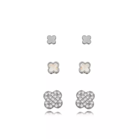 Brinco Trio Trevo Micro Zircônia