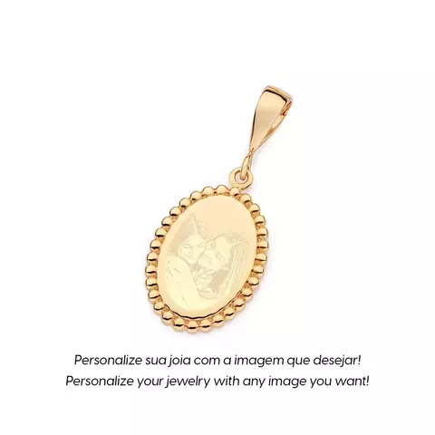 Pingente Medalha Personalizável com Esferas Banhado a Ouro 18K | Linha Permanente Rommanel | Cód. 542946