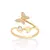 Anel Skinny Borboleta Banhado a Ouro 18k com Zircônias - Rommanel Cód. 513380