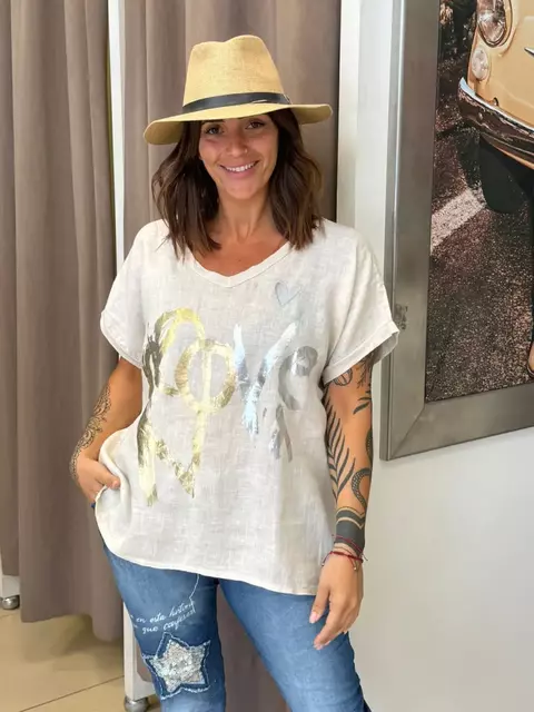 Remera con dorado y plateado love