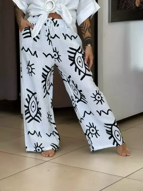 Palazo de lino estampado - comprar online