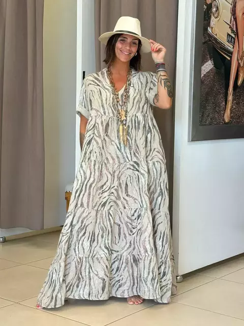 Vestido de lino con volados