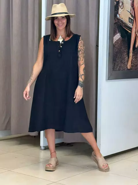 Vestido de lino Italiano con botones