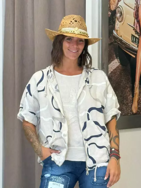 Campera con cierre de lino - comprar online