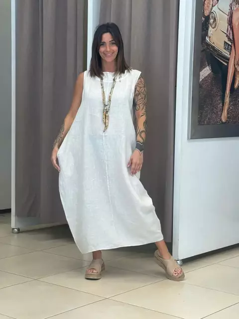 Vestido de lino Italiano con capucha