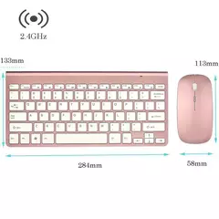 Conjunto ultra fino de teclado e mouse sem fio, receptor USB, 2,4 GHz, compatív na internet