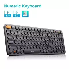 Baseus Teclado Sem Fio Bluetooth 5.0 2.4G USB Silencioso EUA Layout Teclados EN - Kong Games