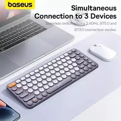 Baseus Teclado Sem Fio Bluetooth 5.0 2.4G USB Silencioso EUA Layout Teclados EN