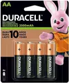 Pilha Recarregável DURACELL com 4 unidades, Duracell