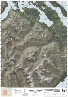 Mapa Travesía de los Cuatro Refugios, Bariloche, Río Negro.